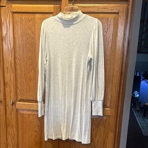 Gray Ribbed Turtleneck Dress